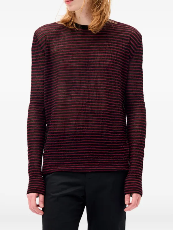 Ann Demeulemeester Striped Wool Long-sleeve Top in Black