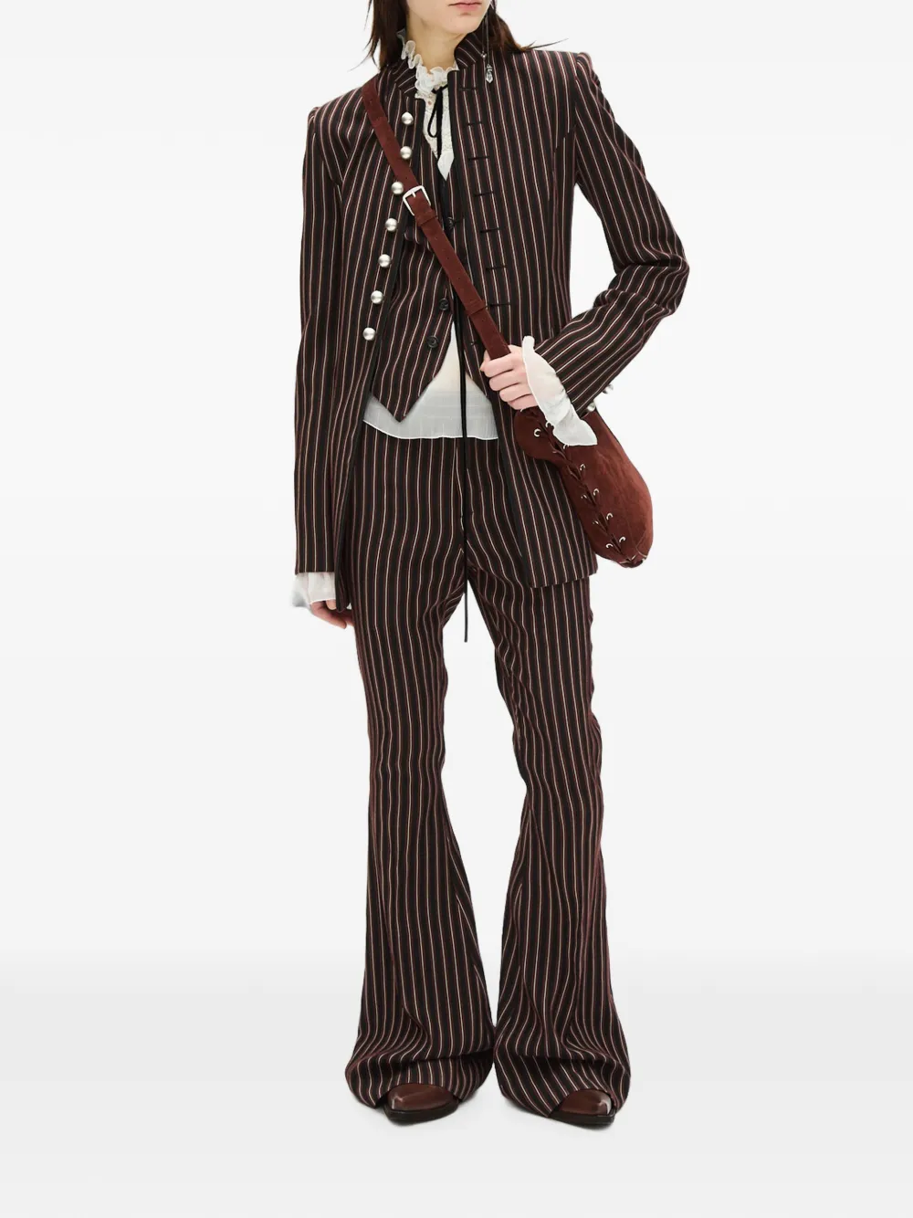 Ann Demeulemeester Stanse Pinstripe Waistcoat in Black, view 2