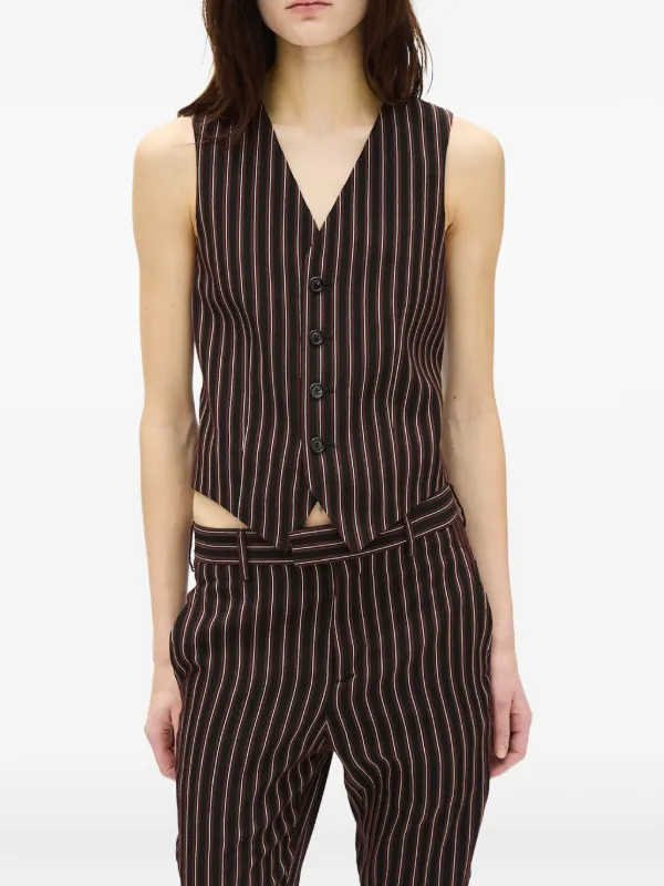 Ann Demeulemeester Stanse Pinstripe Waistcoat in Black