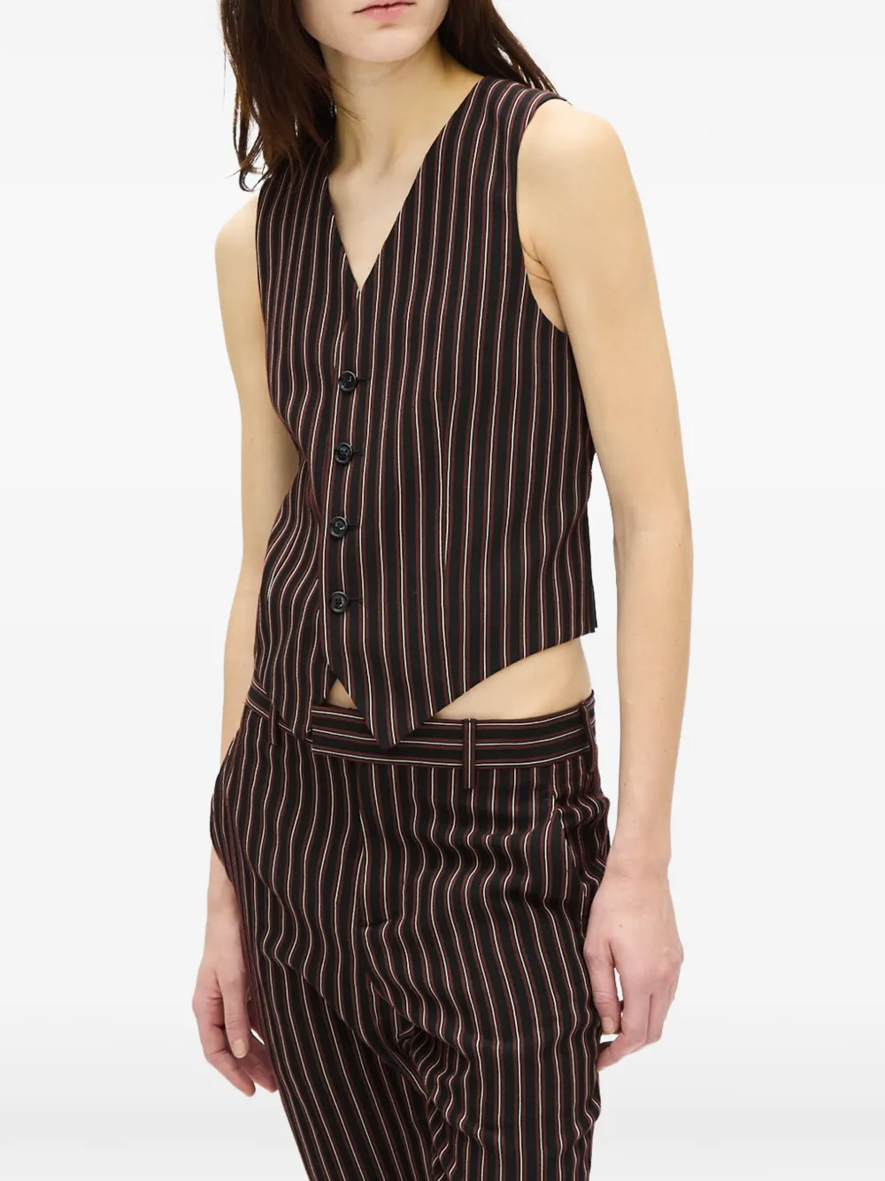 Ann Demeulemeester Stanse Pinstripe Waistcoat in Black, view 3