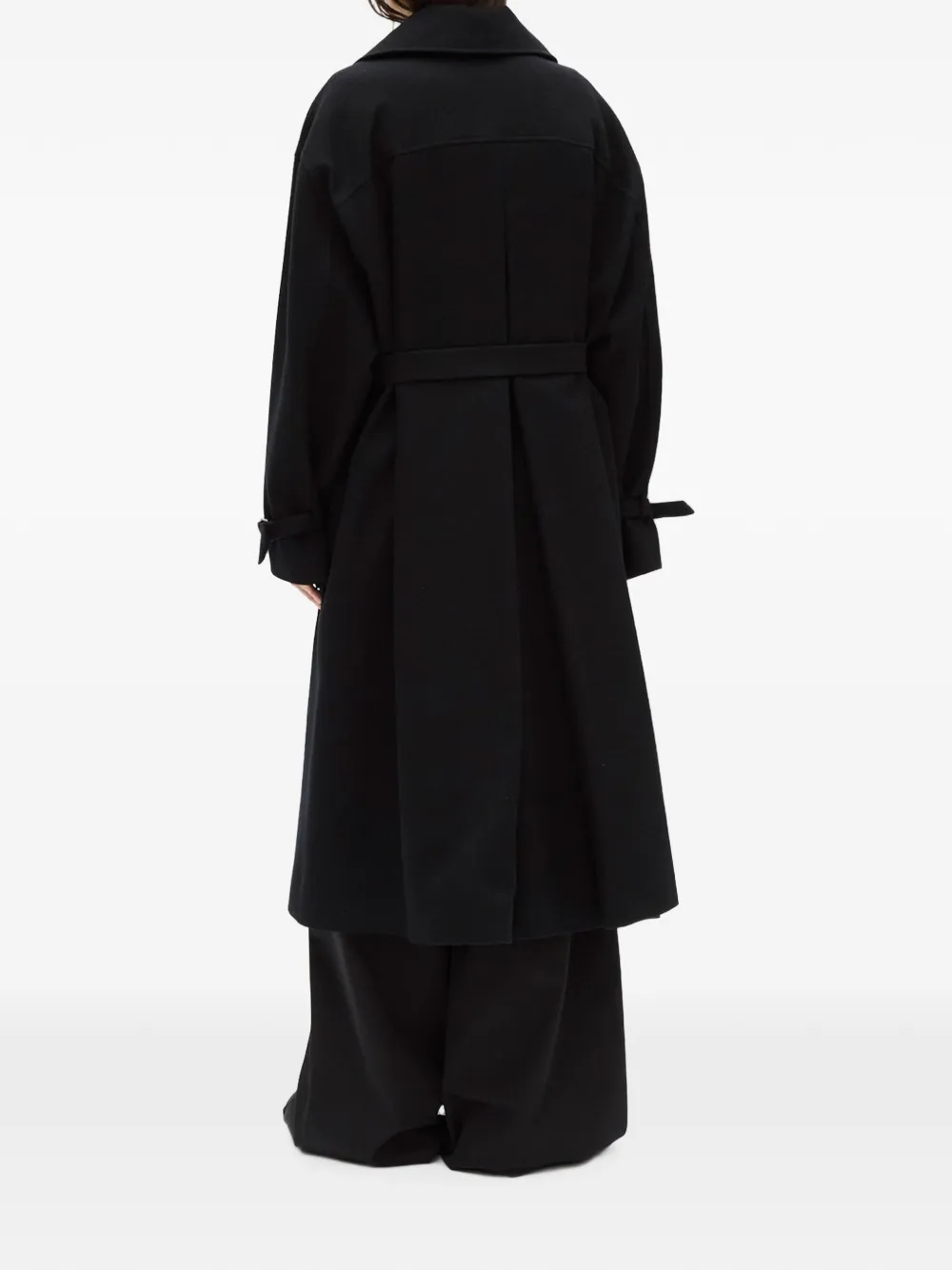 Ann Demeulemeester Jas met ceintuur en dubbele rij knopen Zwart