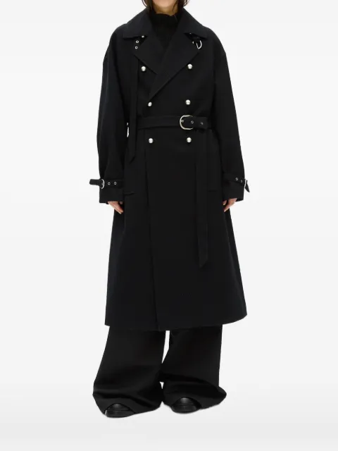 Ann Demeulemeester abrigo con doble botonadura y cinturón