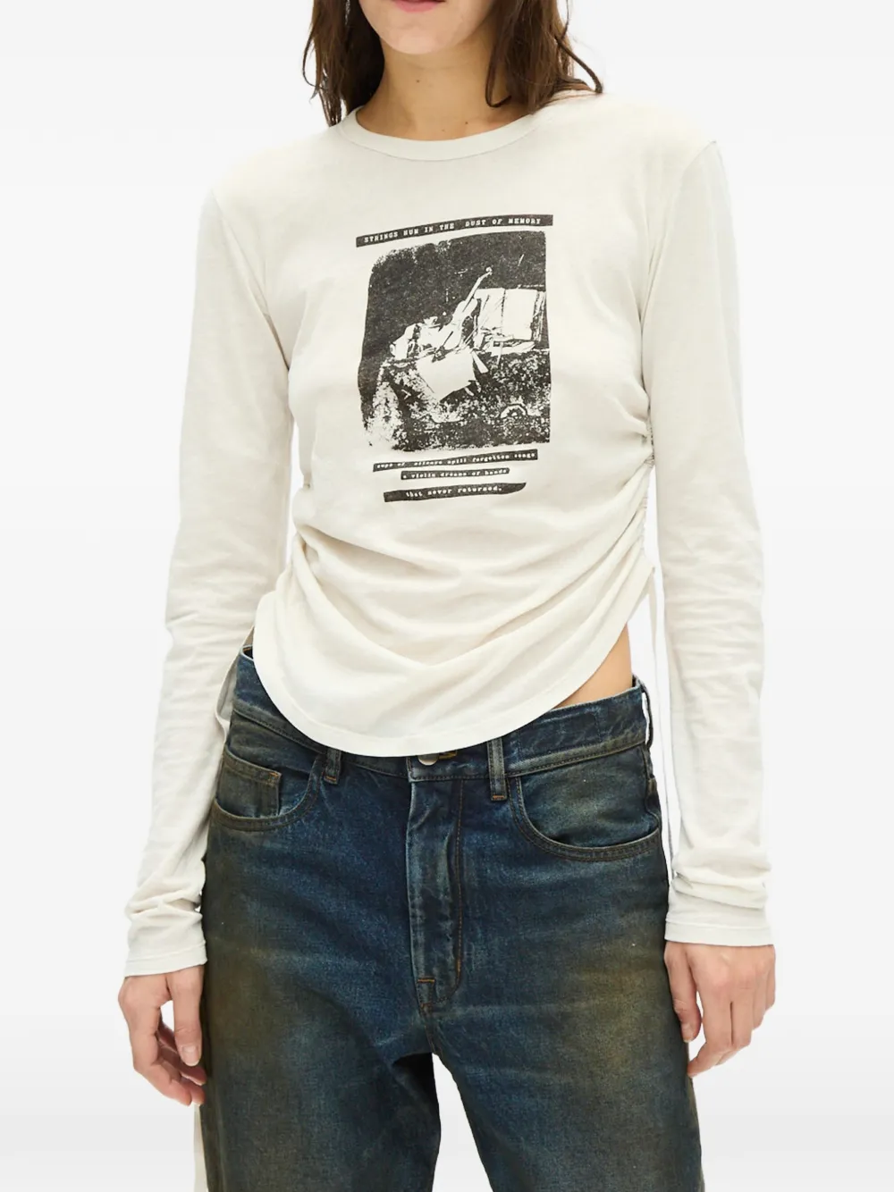 Ann Demeulemeester Dot graphic-print ruched top - Toni neutri