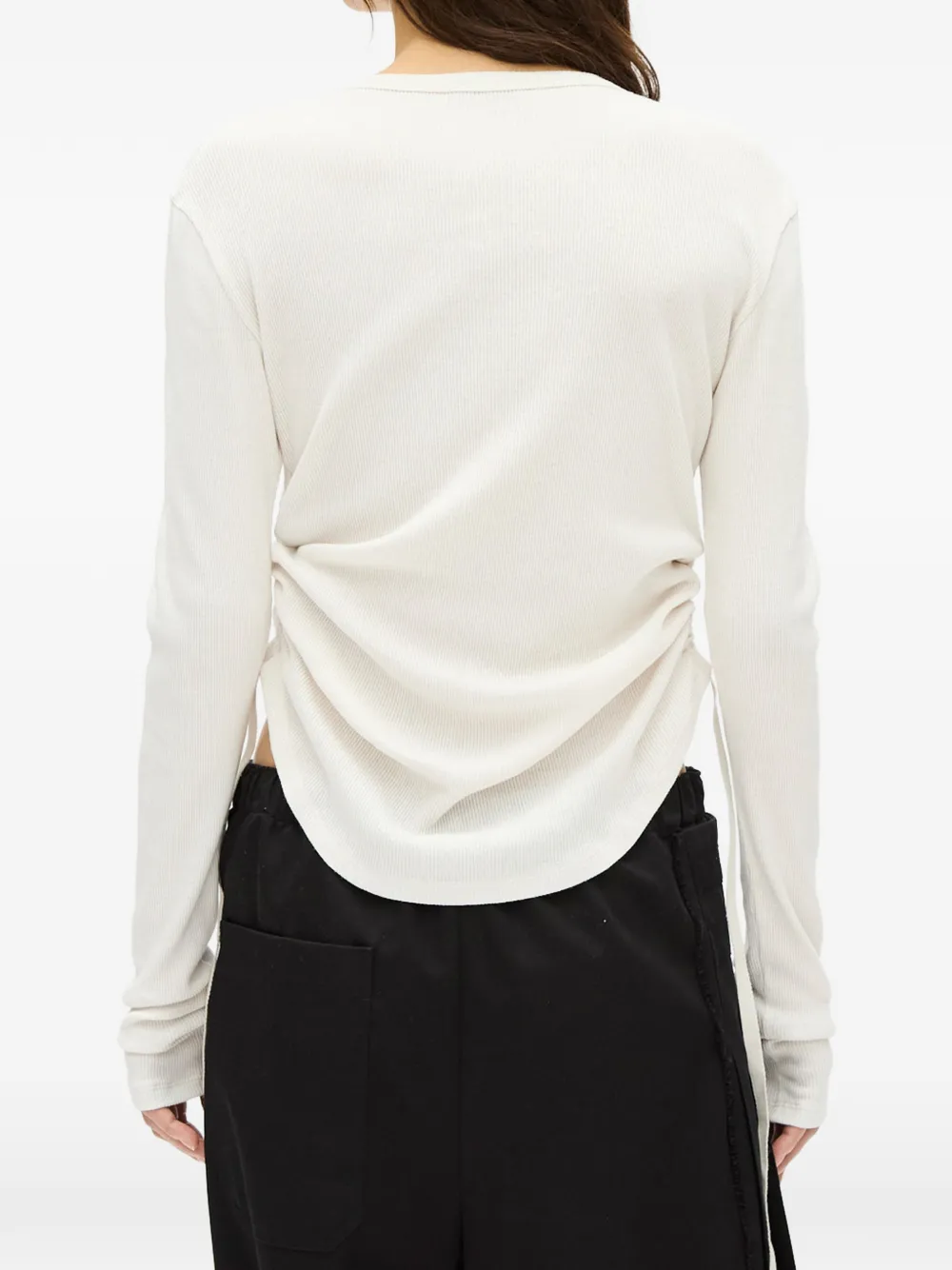 Ann Demeulemeester Dot Wrinkled T-shirt met lange mouwen Wit