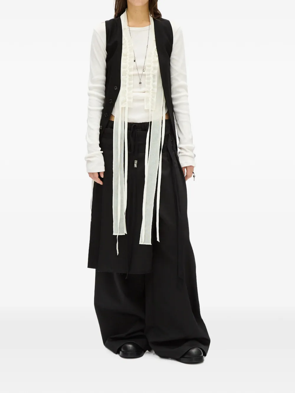 Ann Demeulemeester Dot Wrinkled T-shirt met lange mouwen Wit