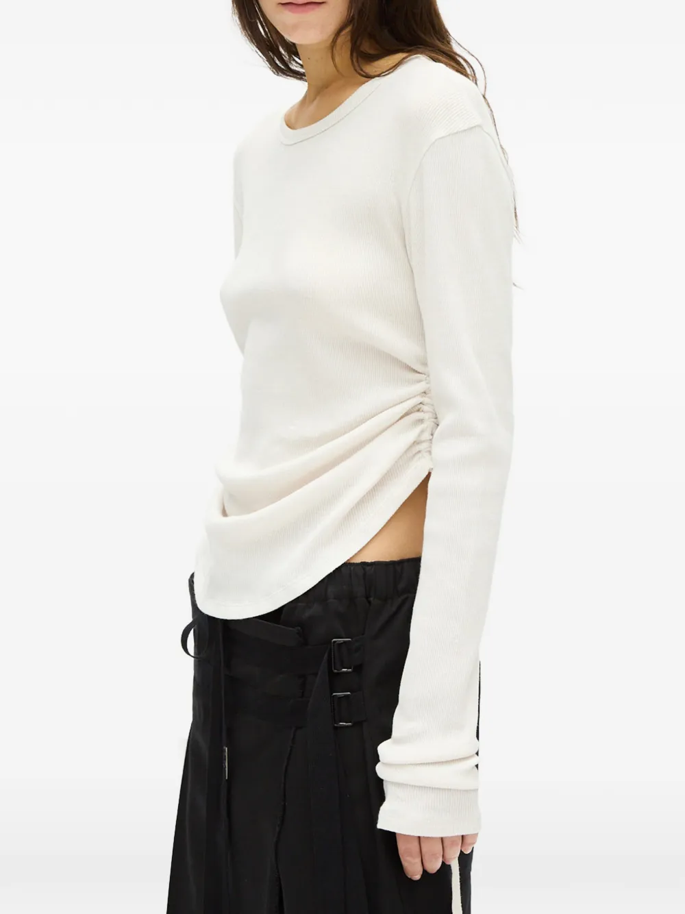 Ann Demeulemeester Dot Wrinkled T-shirt met lange mouwen Wit
