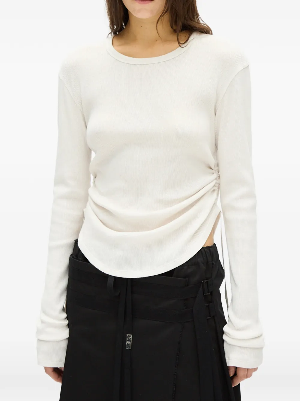 Ann Demeulemeester Dot Wrinkled long-sleeve T-shirt - Bianco