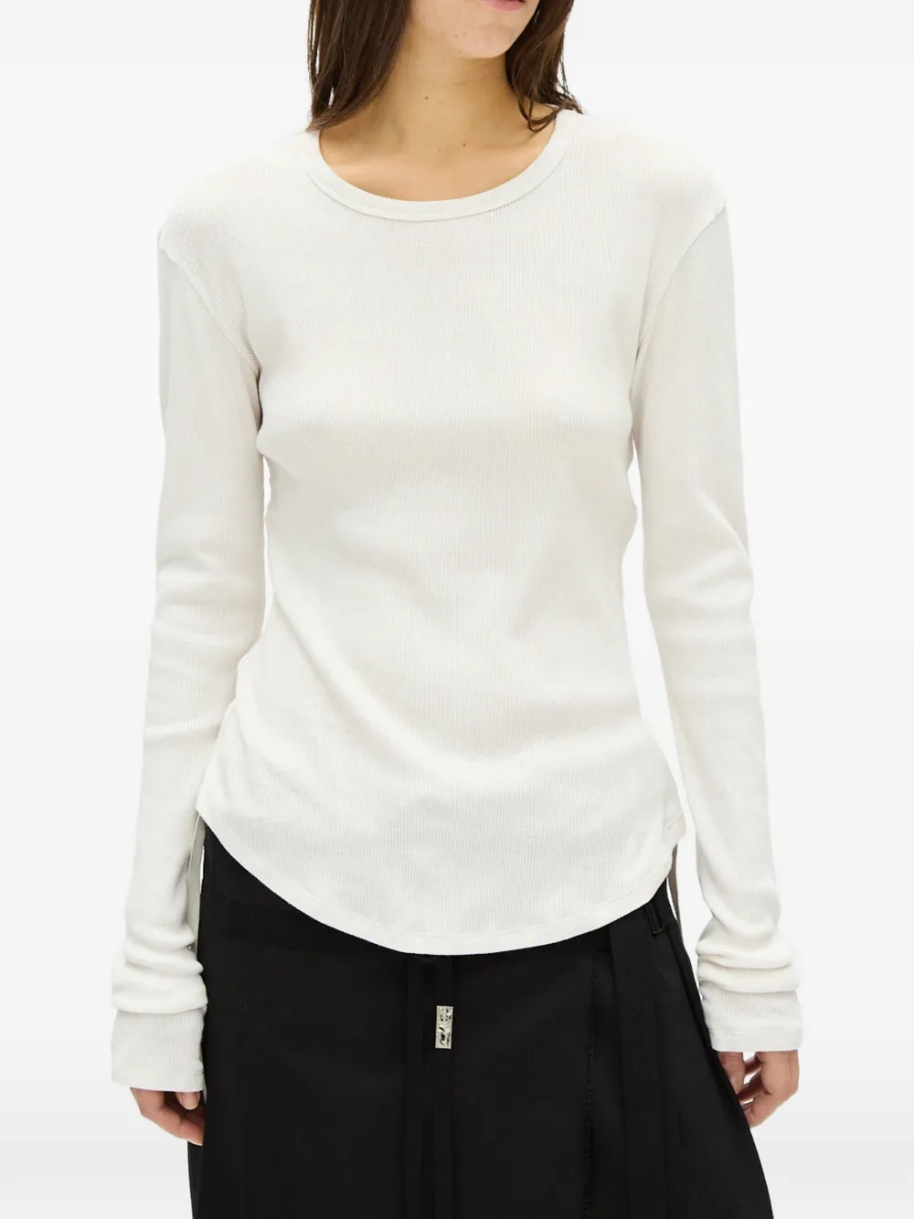 Ann Demeulemeester Dot Wrinkled T-shirt met lange mouwen Wit
