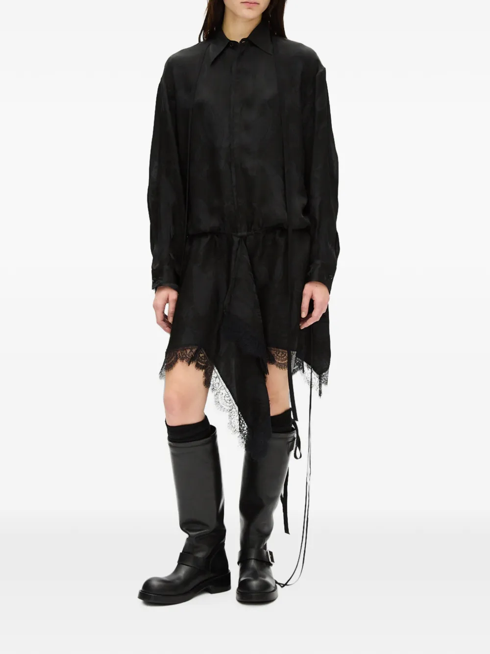 Ann Demeulemeester paisley-jacquard lace-trim mini dress