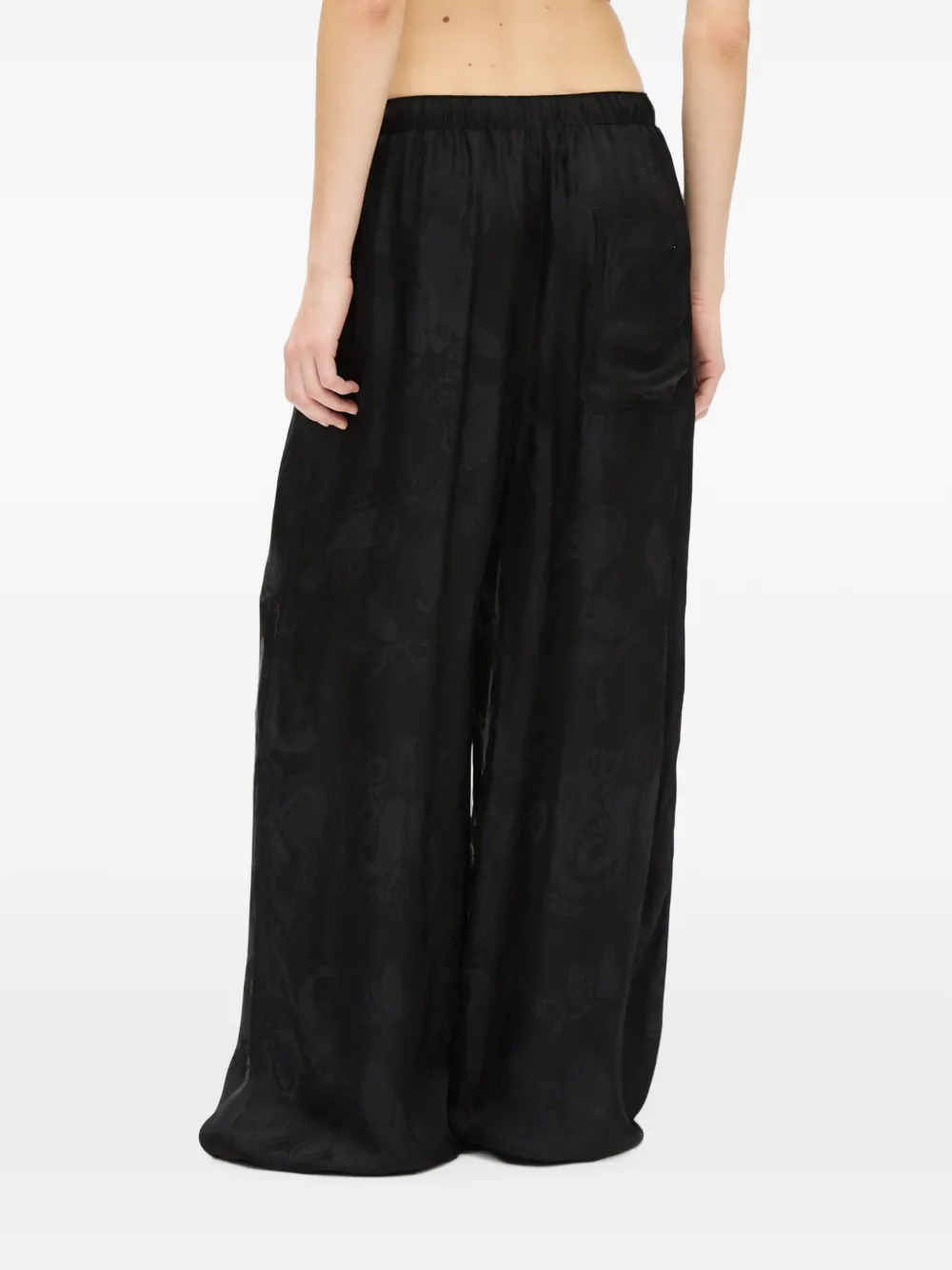 Ann Demeulemeester Nevi Paisley Satin Trousers in Black, view 4