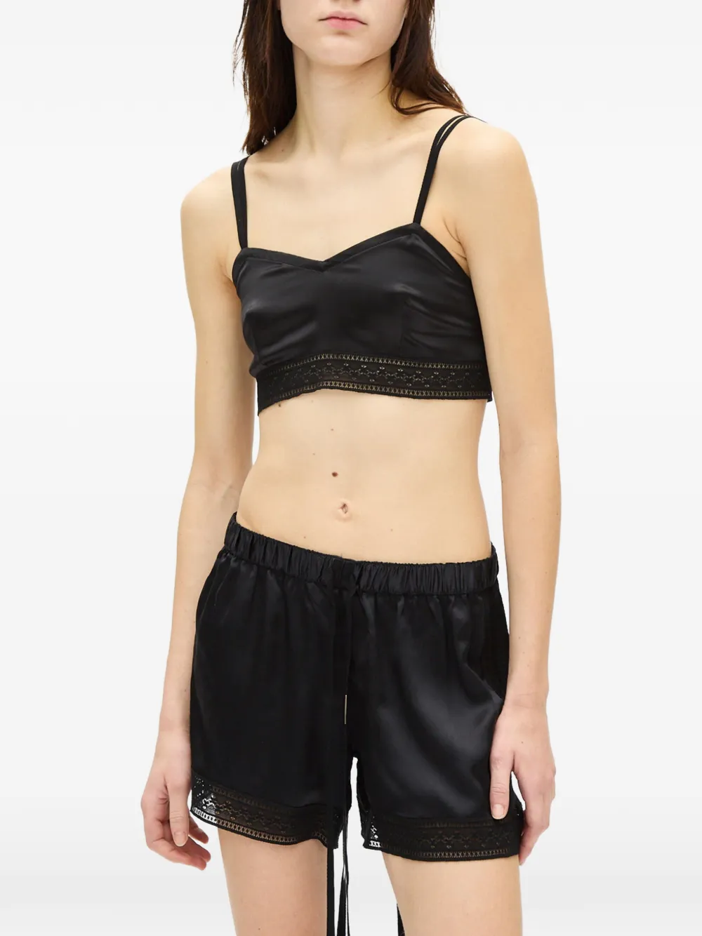 Ann Demeulemeester Jaja Bralet mit Spitzenbesatz - Schwarz
