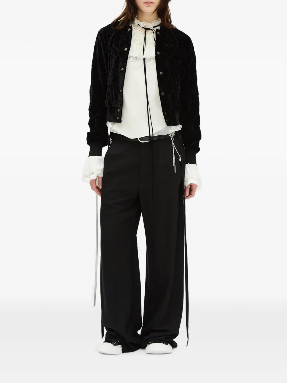 Ann Demeulemeester Shirt met ruches en kanten afwerking Wit
