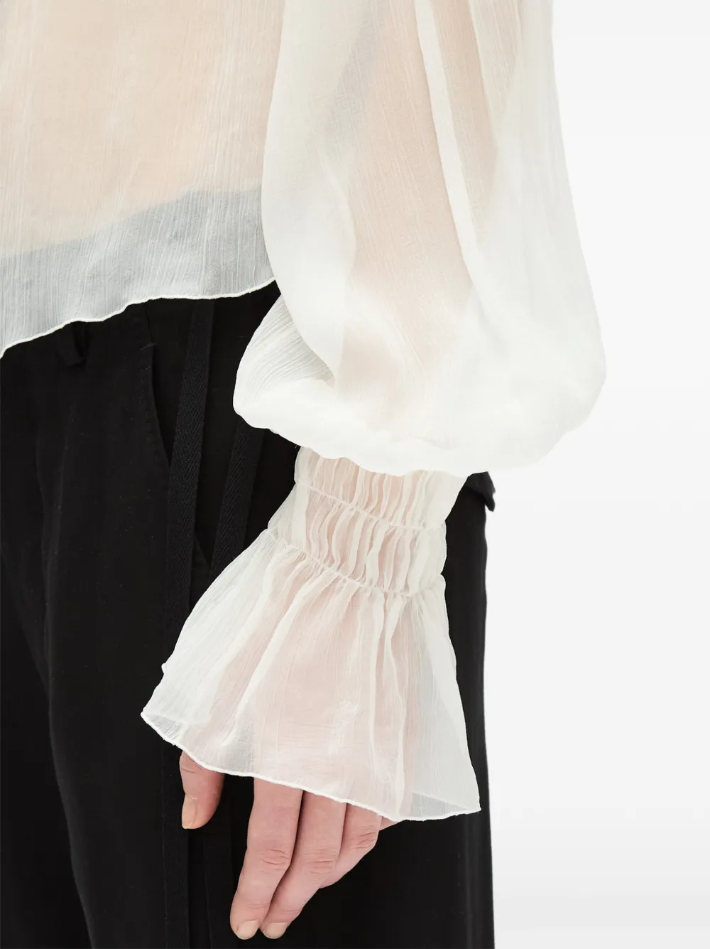 Ann Demeulemeester Shirt met ruches en kanten afwerking Wit