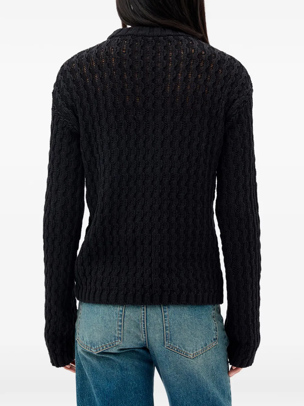 Ann Demeulemeester Areld chunky gebreide katoenen trui Zwart
