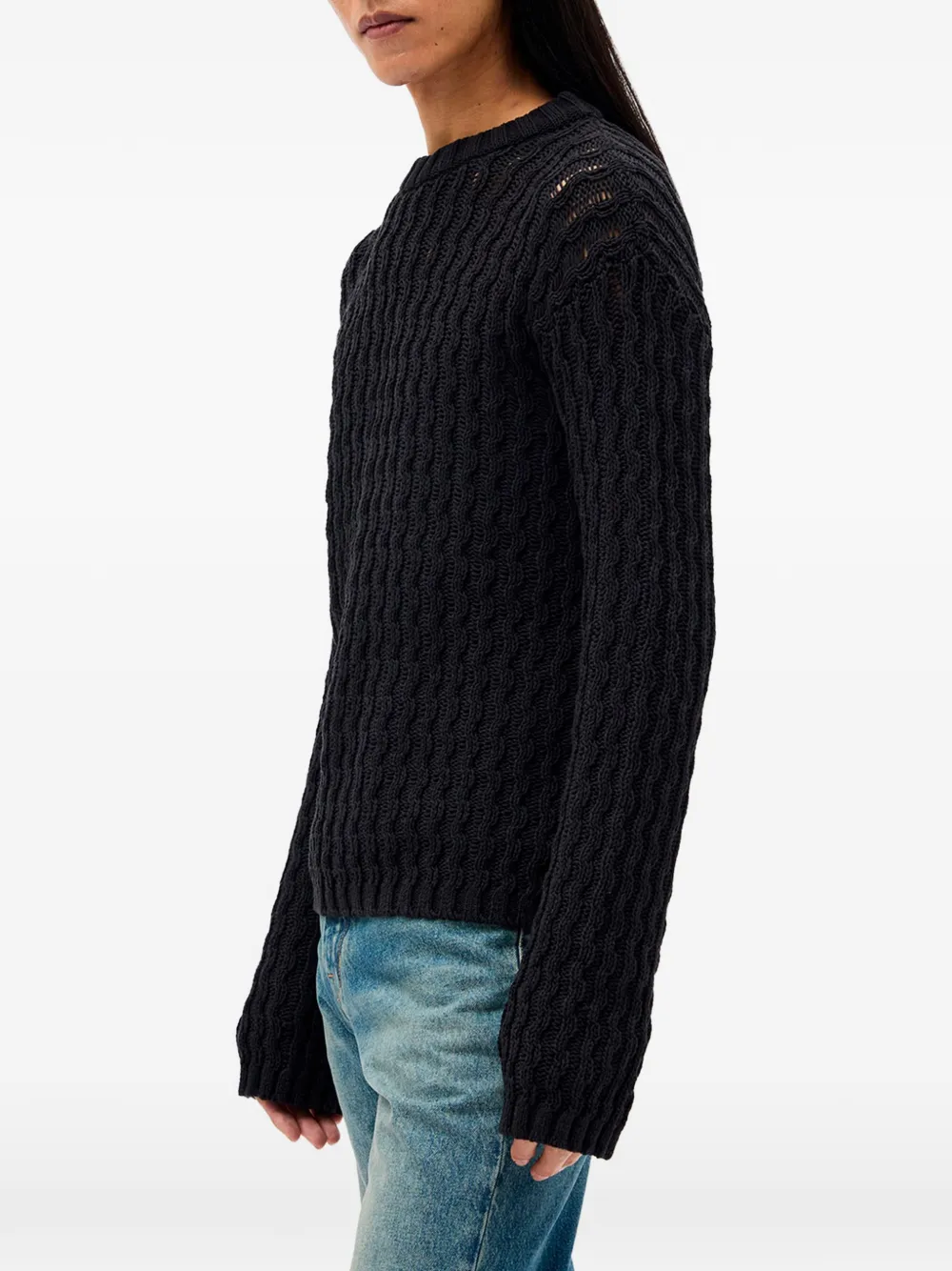 Ann Demeulemeester Areld chunky gebreide katoenen trui Zwart
