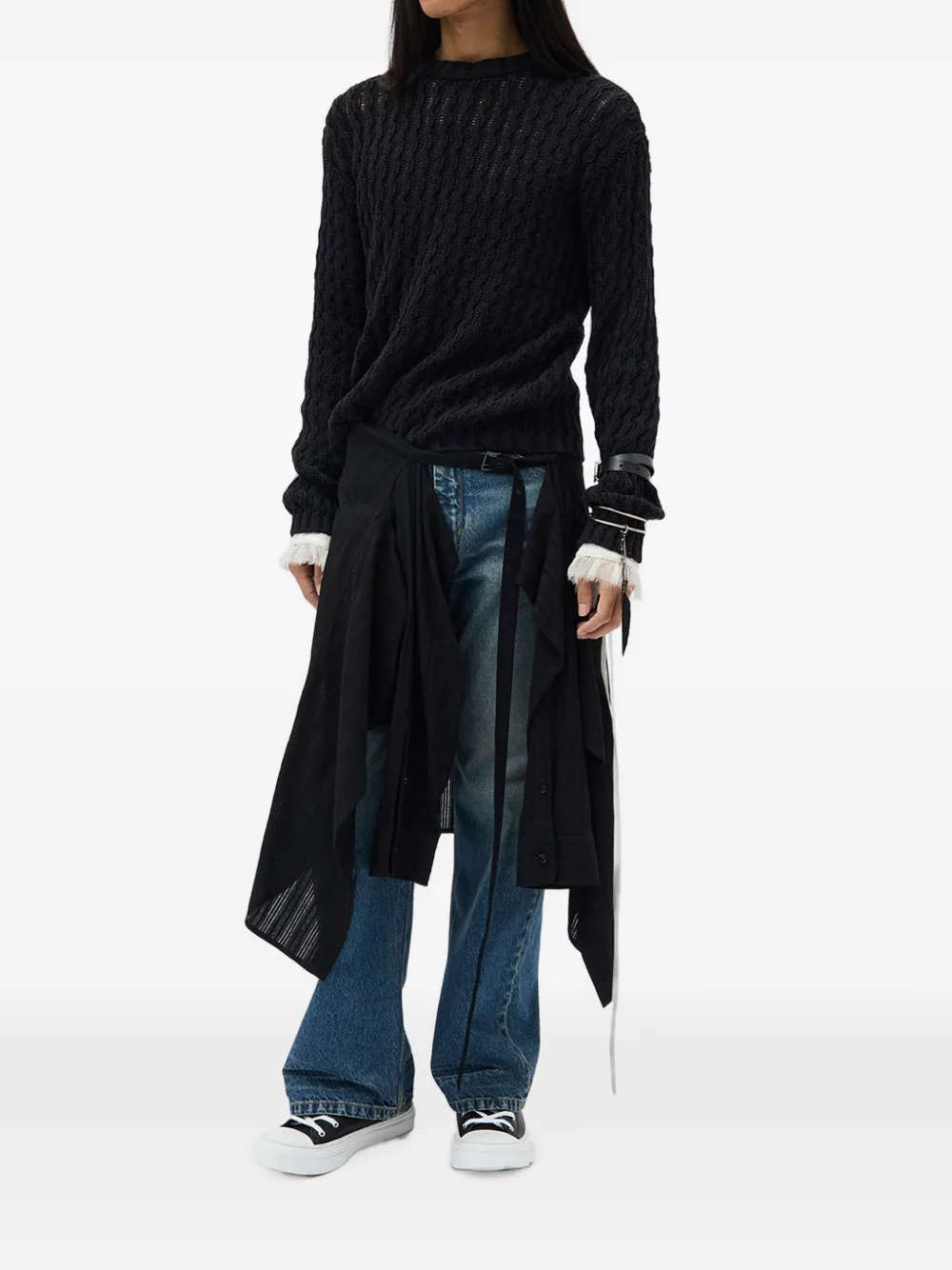 Ann Demeulemeester Areld chunky gebreide katoenen trui Zwart