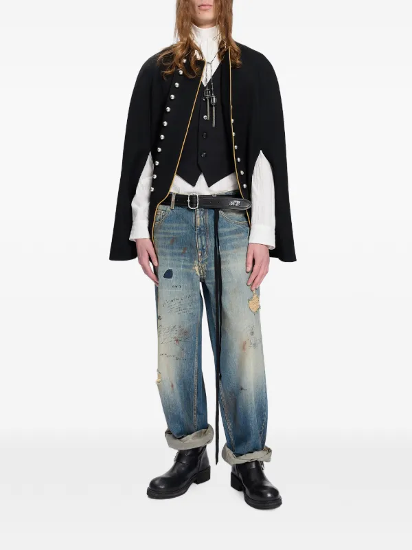 09AW ANN DEMEULEMEESTER ドレープダブルボタンジャケット Ann Demeulemeester Lui ダブルジャケット | ブラック | FARFETCH JP