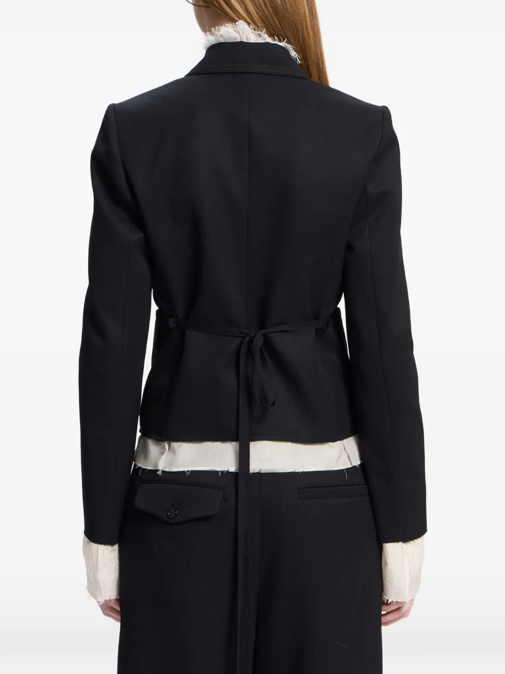 Ann Demeulemeester Wollen jack met logopatch Zwart