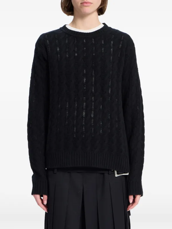 Ann Demeulemeester Cable-knit Wool-blend Sweater in Black