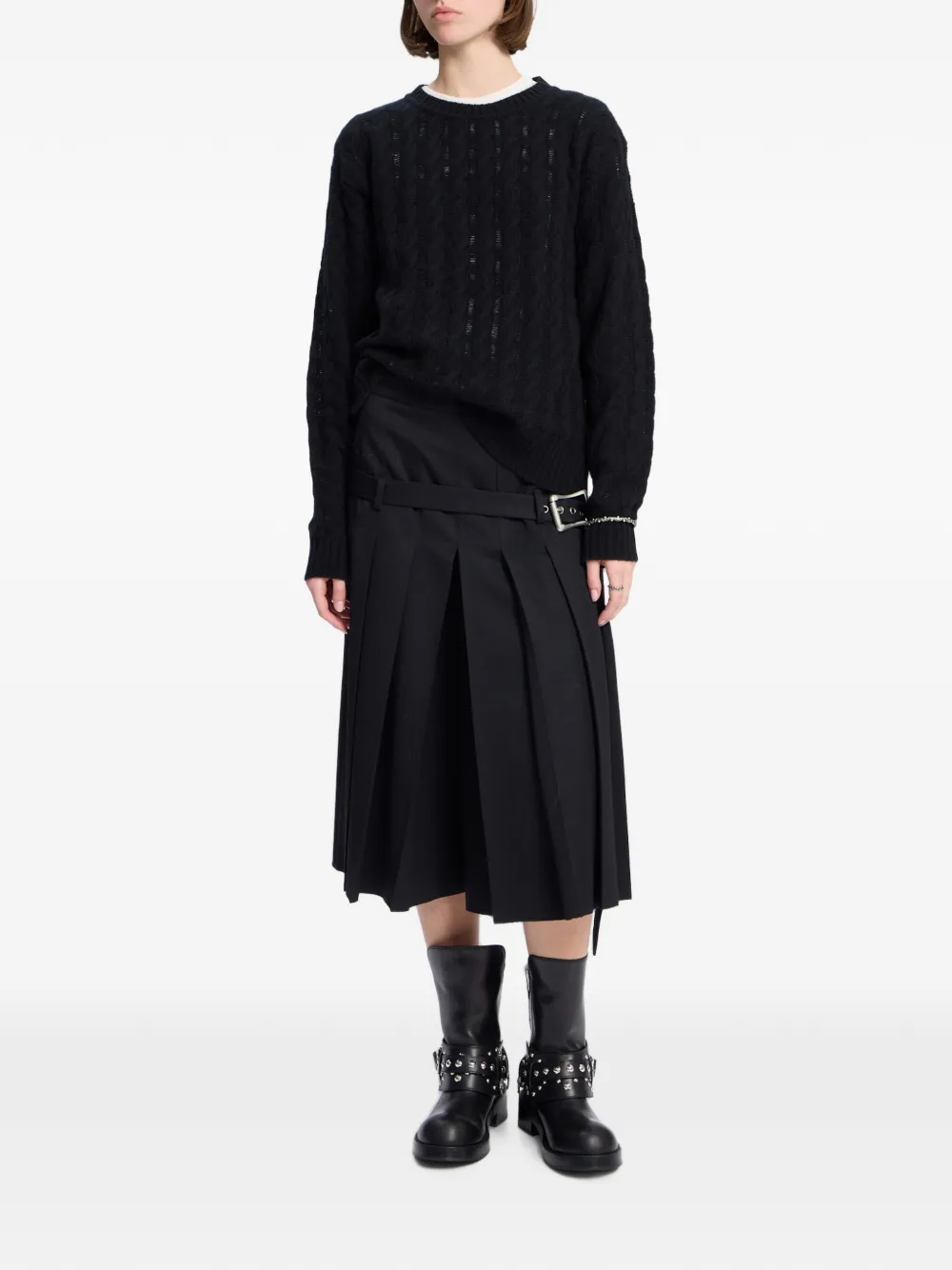 Ann Demeulemeester Kabelgebreide trui van wolblend Zwart