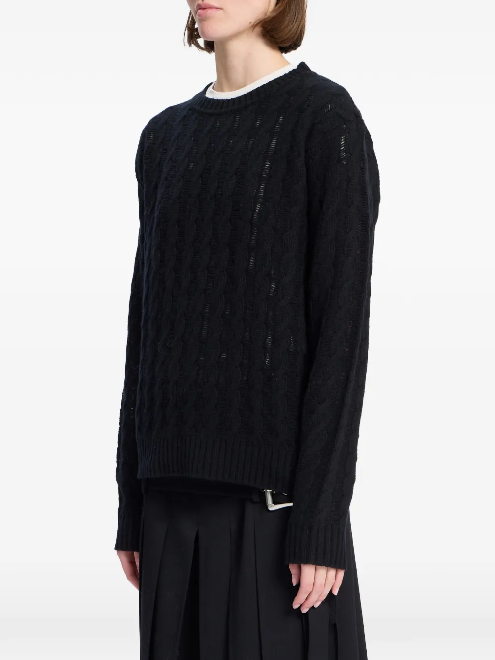 Ann Demeulemeester Kabelgebreide trui van wolblend Zwart