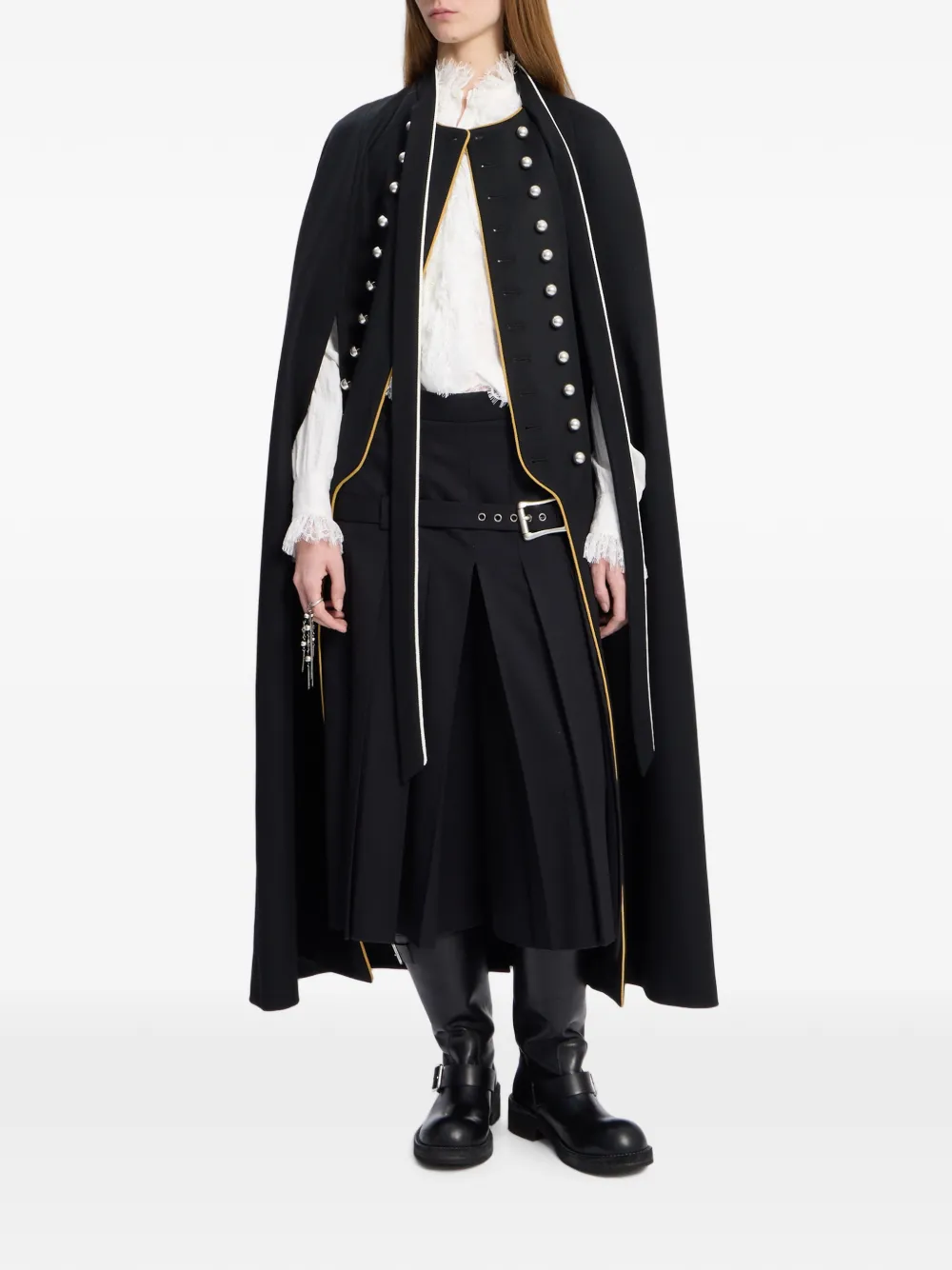 Ann Demeulemeester Plooibroek met ceintuur Zwart