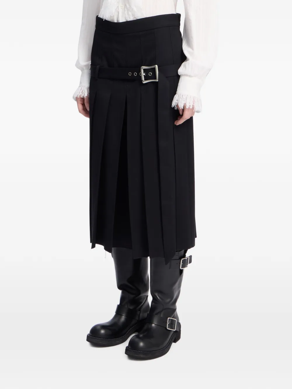 Ann Demeulemeester Plooibroek met ceintuur Zwart
