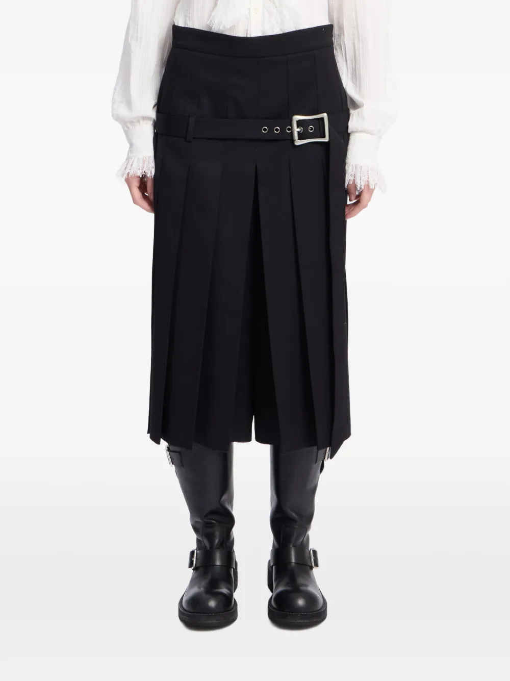 Ann Demeulemeester Plooibroek met ceintuur Zwart