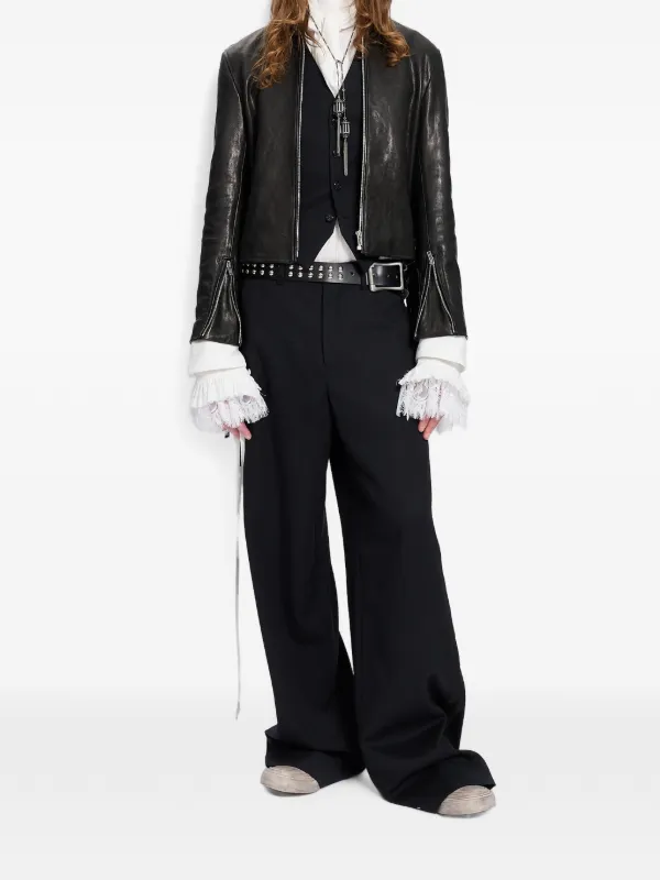 Ann Demeulemeester Karo Leather Jacket | Black | FARFETCH