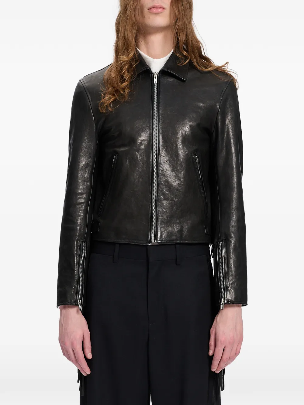 Ann Demeulemeester Karo leather jacket