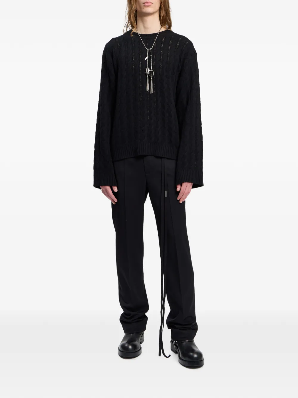 Ann Demeulemeester Wollen gabardine broek Zwart