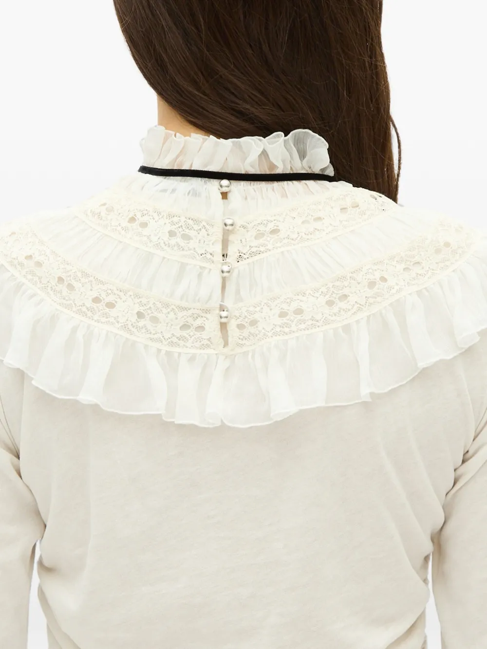Ann Demeulemeester Ruffled Lace-trim Collar in Neutrals, view 4