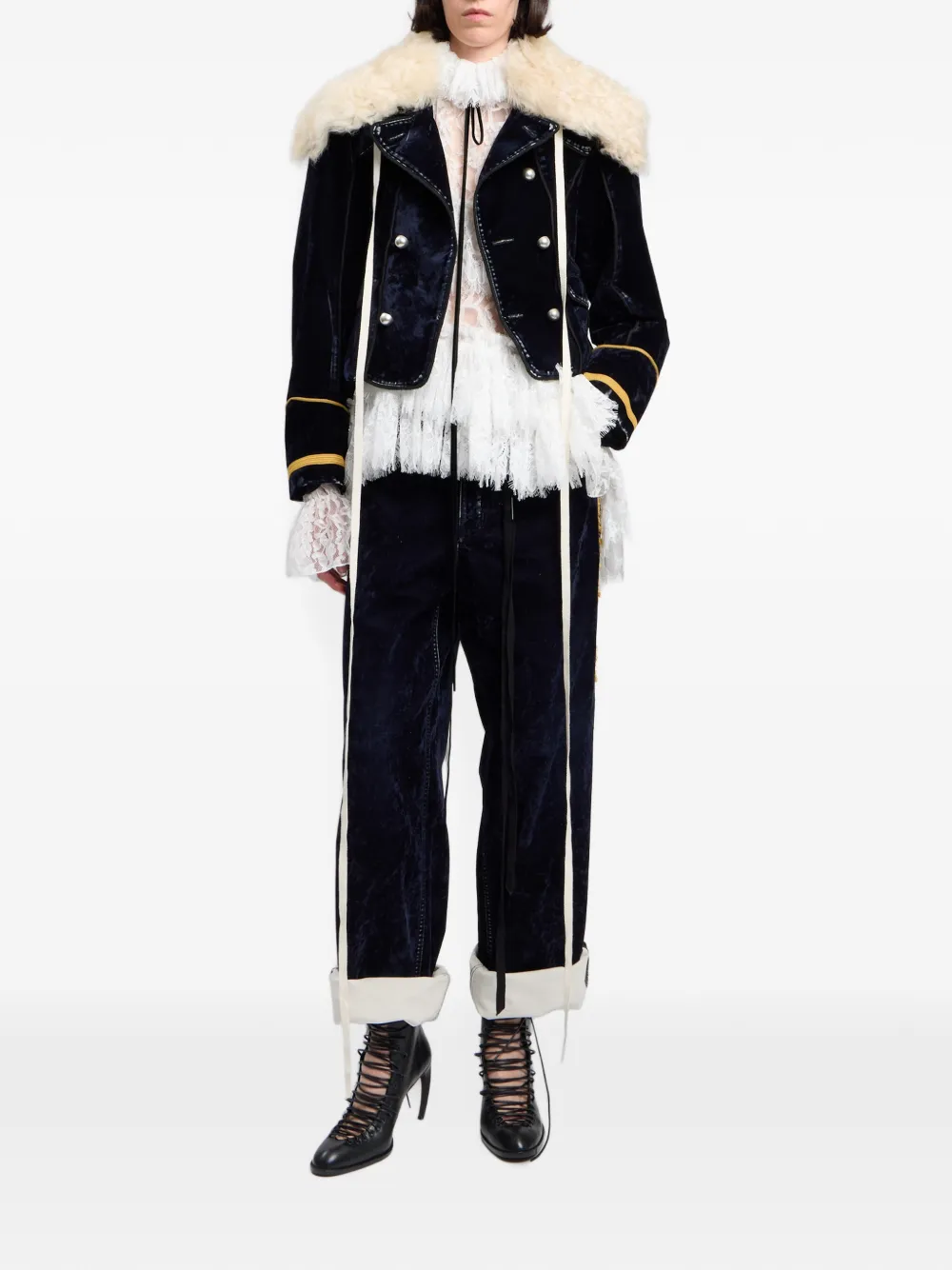 Ann Demeulemeester Blouse met paisley-kant en ruches Wit