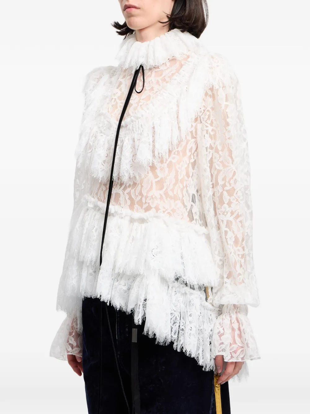 Ann Demeulemeester Blouse met paisley-kant en ruches Wit