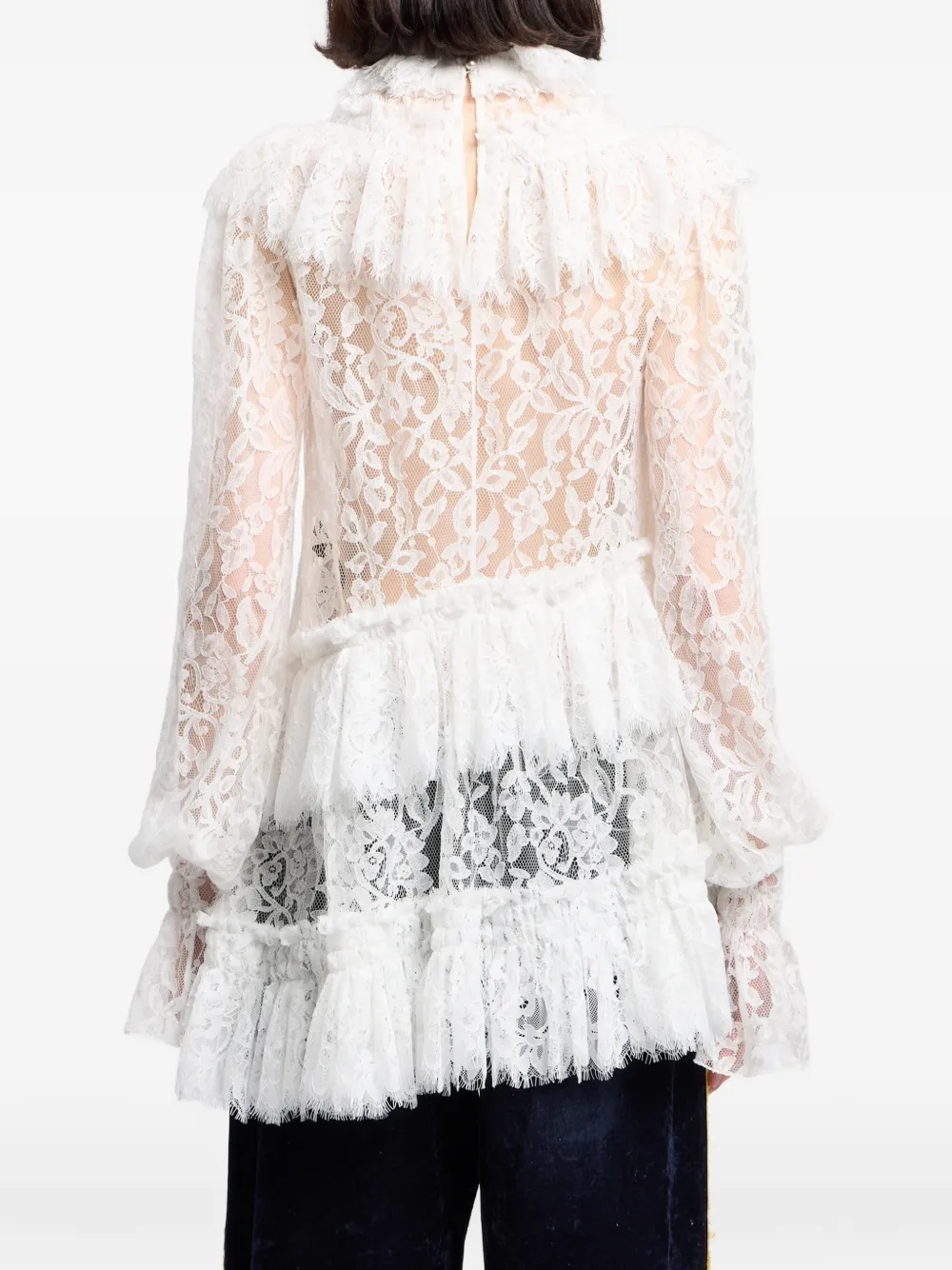 Ann Demeulemeester Blouse met paisley-kant en ruches Wit