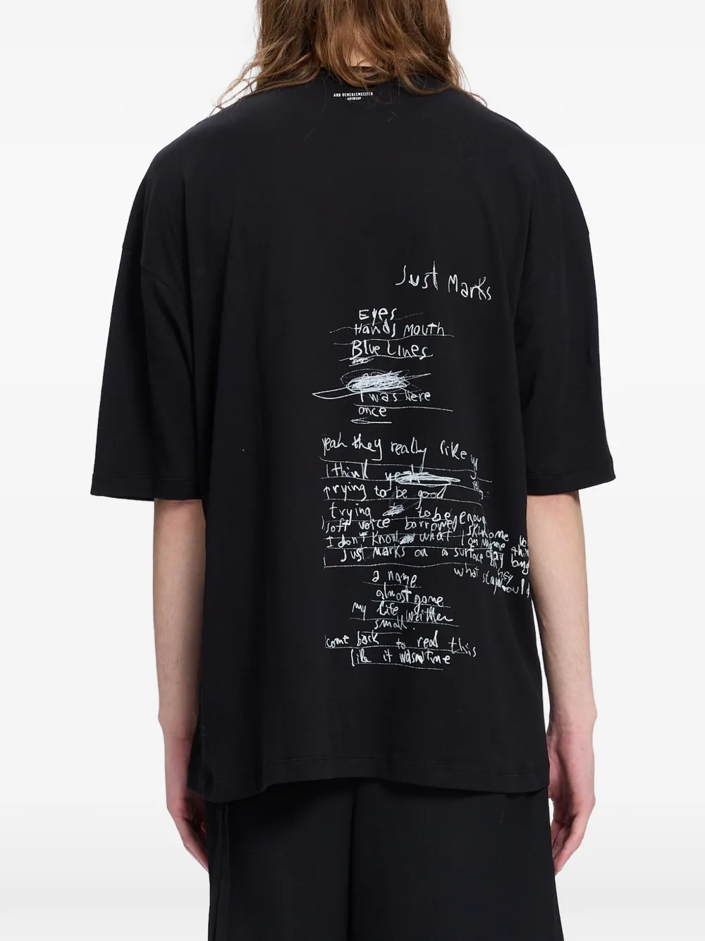 Ann Demeulemeester Katoenen T-shirt met tekst Zwart