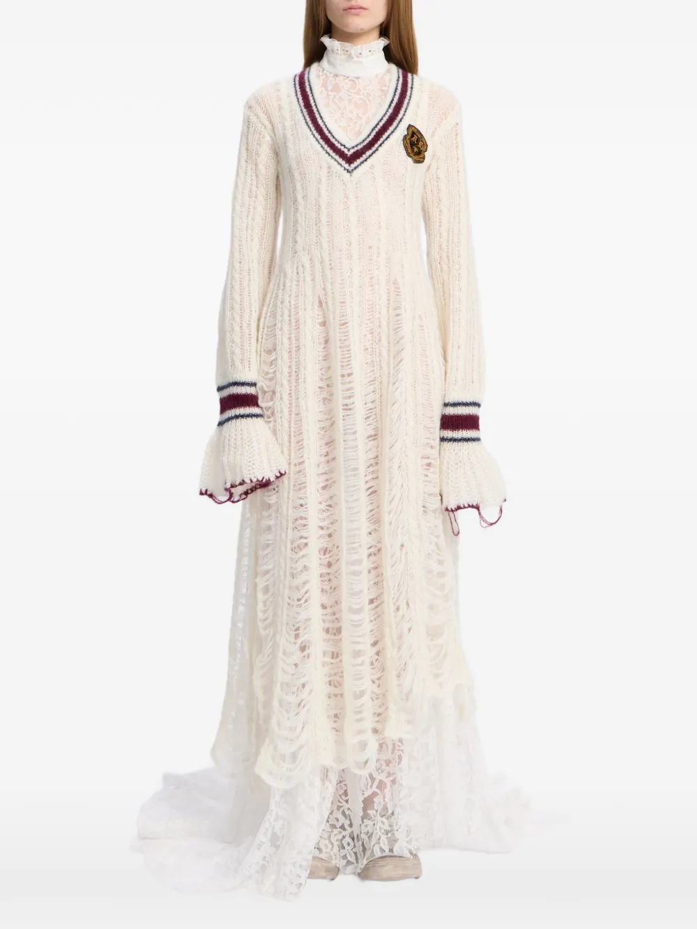 Ann Demeulemeester distressed V-neck maxi dress