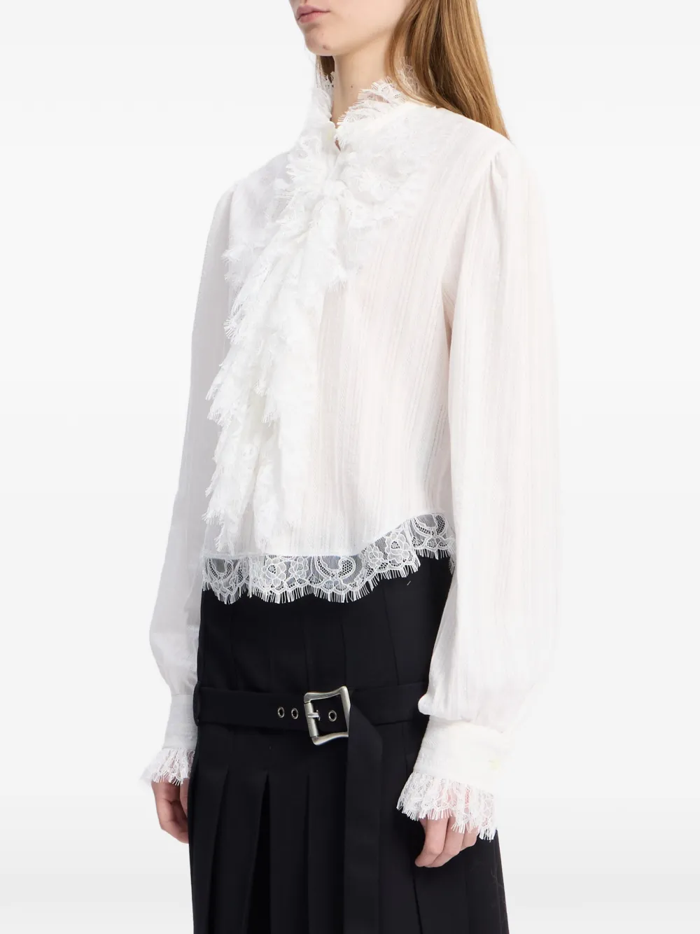 Ann Demeulemeester Blouse met ruches Wit