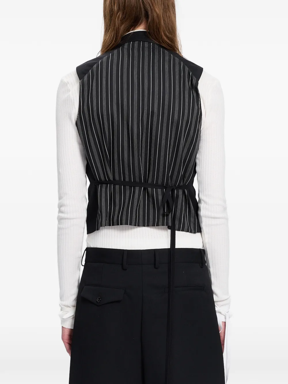 Ann Demeulemeester Gestreept gilet met knopen Zwart