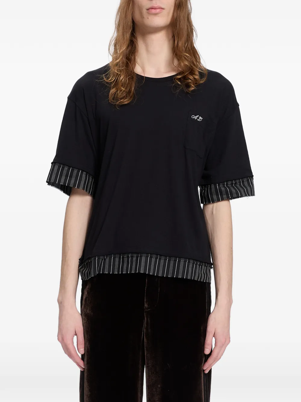 Ann Demeulemeester Logo-detail Layered T-shirt In Black