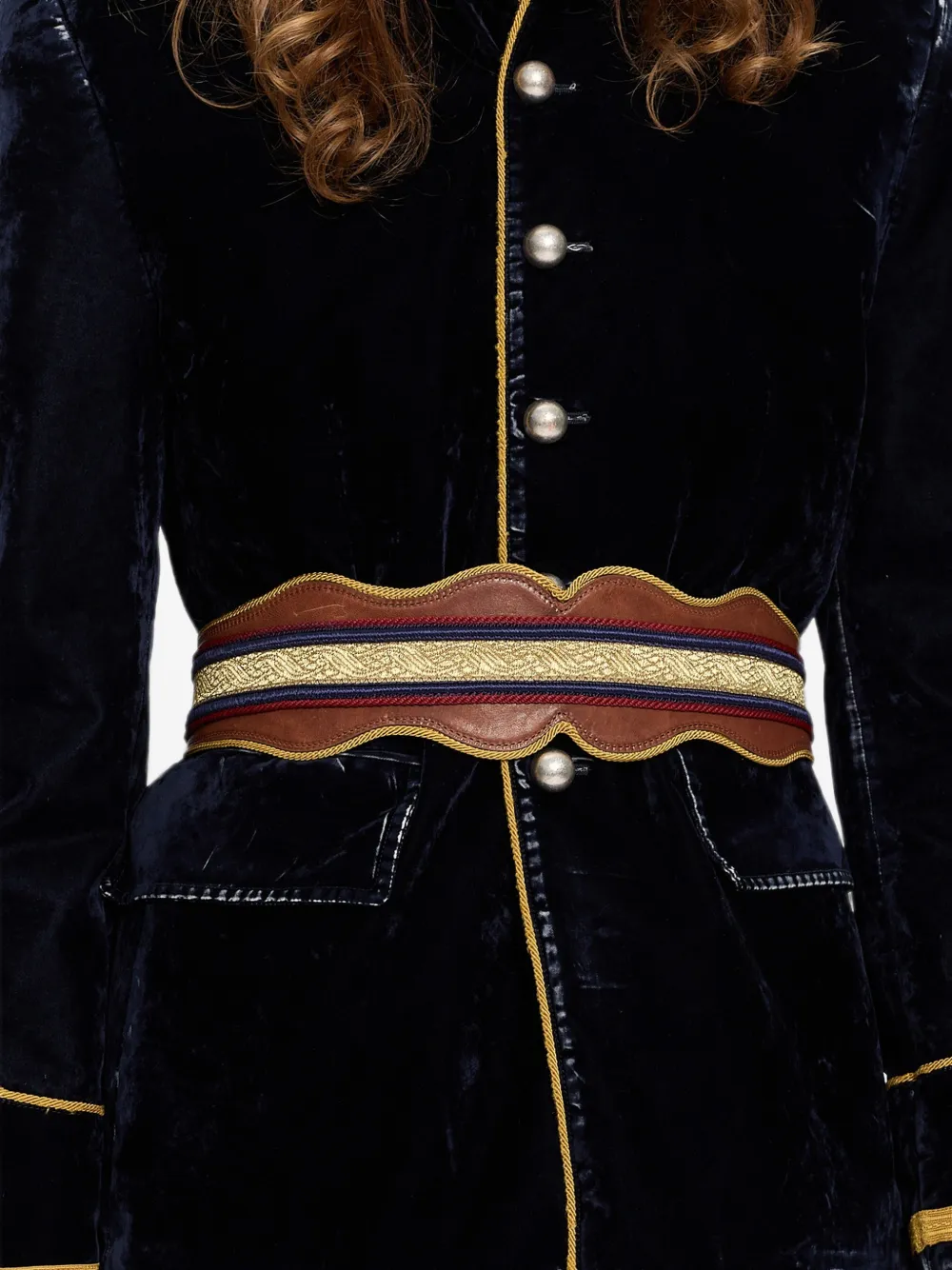 Ann Demeulemeester Regimental riem met gewelfde afwerking en jacquard Bruin
