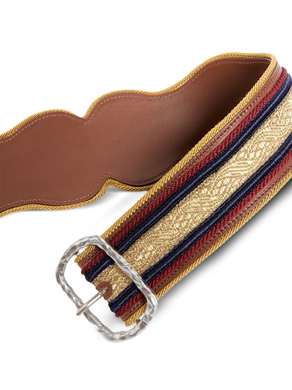 Ann Demeulemeester Regimental riem met gewelfde afwerking en jacquard Bruin