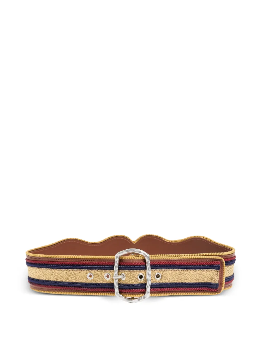 Ann Demeulemeester Regimental riem met gewelfde afwerking en jacquard Bruin