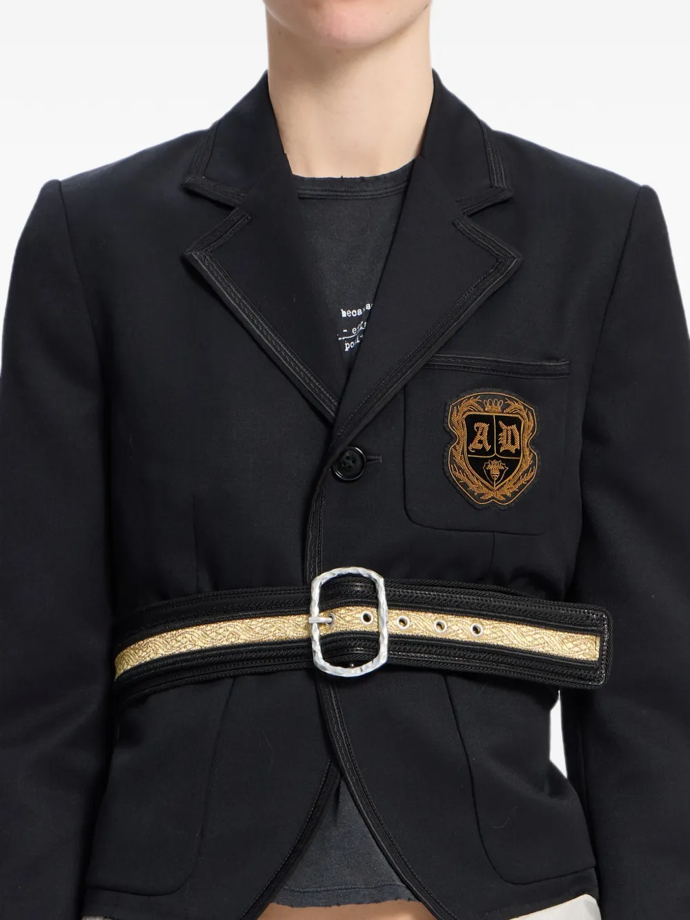 Ann Demeulemeester Riem met gewelfde afwerking en jacquard Zwart