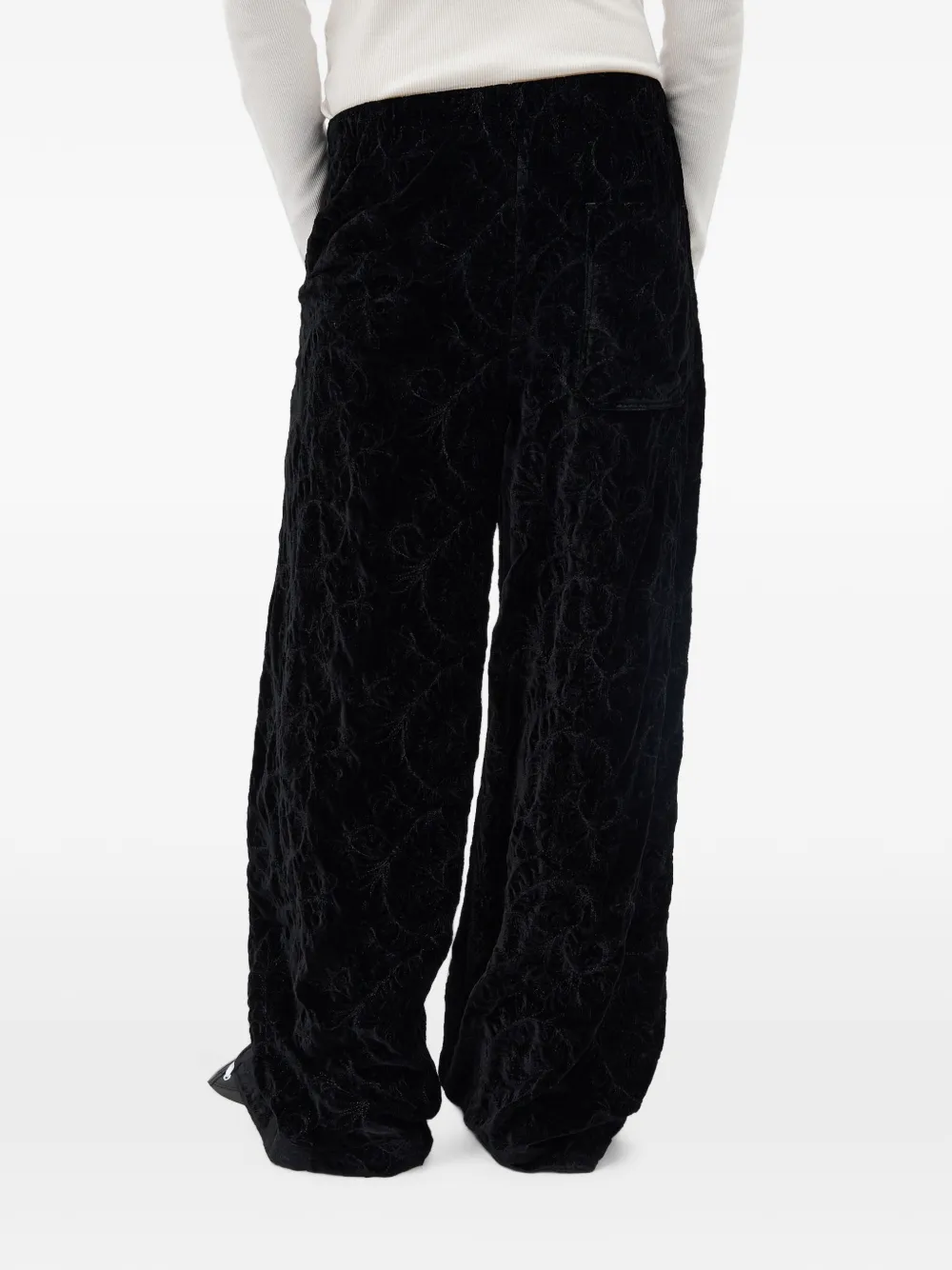 Ann Demeulemeester Fluwelen broek met paisley-borduurwerk Zwart