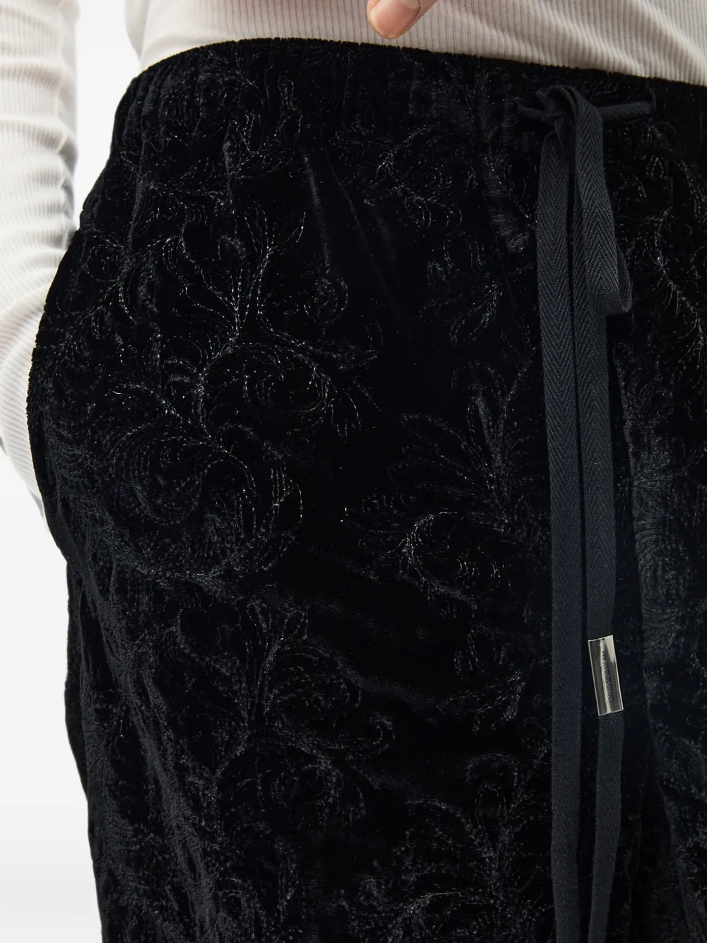 Ann Demeulemeester Fluwelen broek met paisley-borduurwerk Zwart