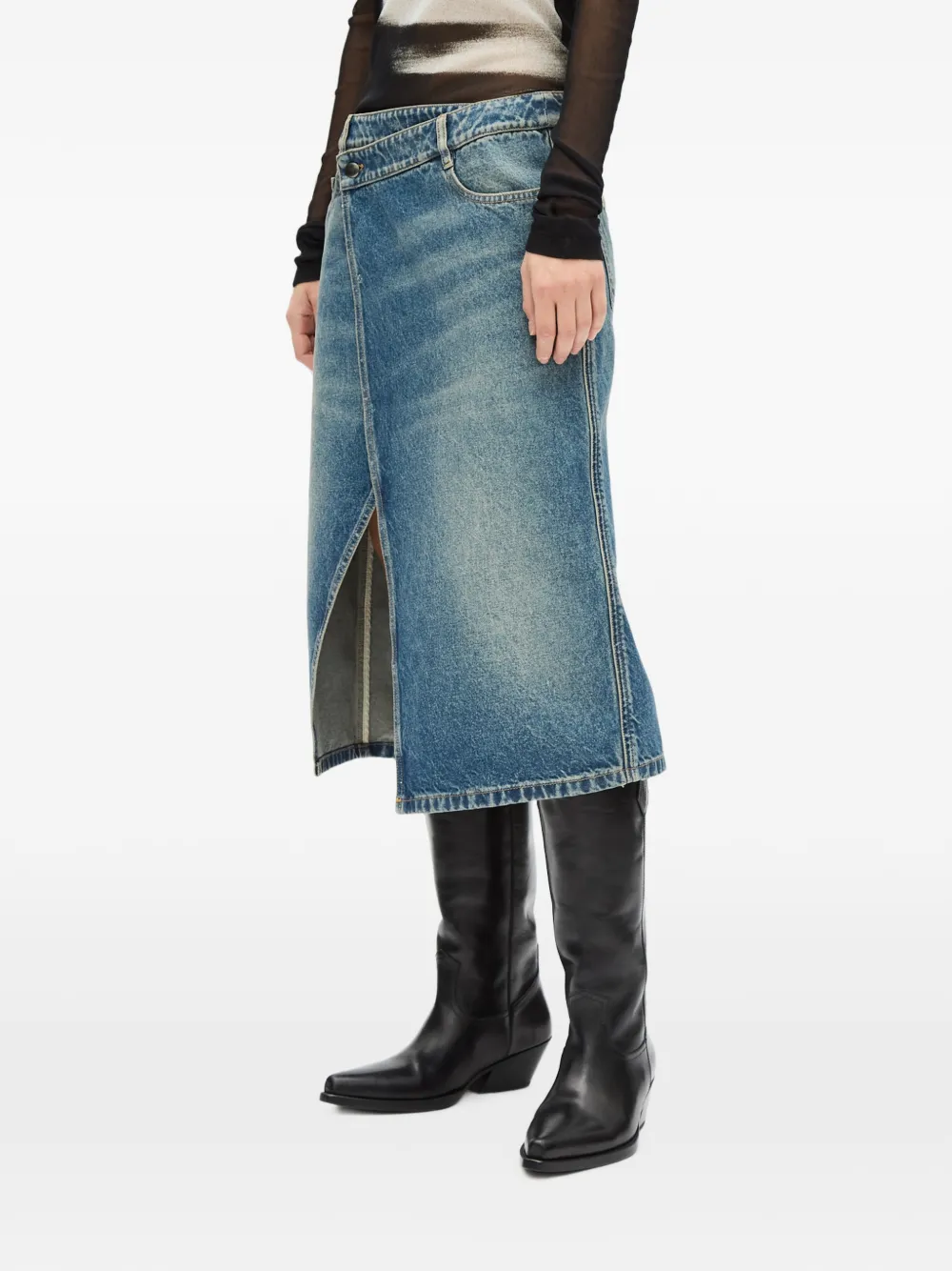 Ann Demeulemeester Pauline Midi Skirt in Blue, view 3
