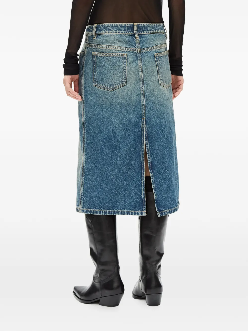 Ann Demeulemeester Pauline Midi Skirt in Blue, view 4