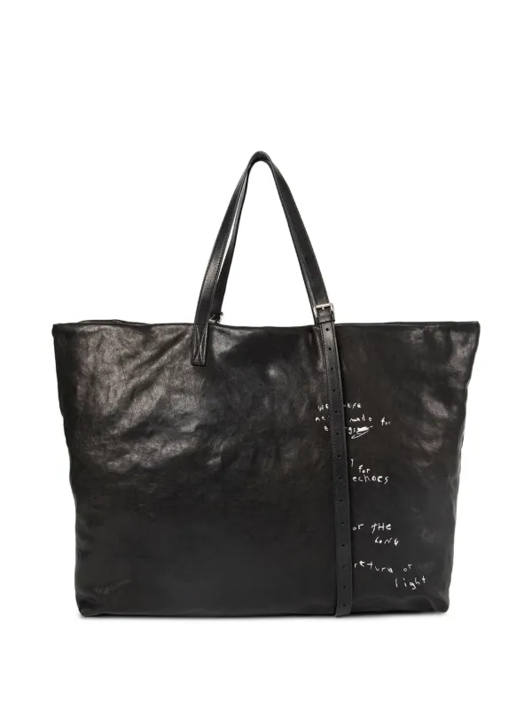 Ann Demeulemeester Bes Leather Tote Bag in Black