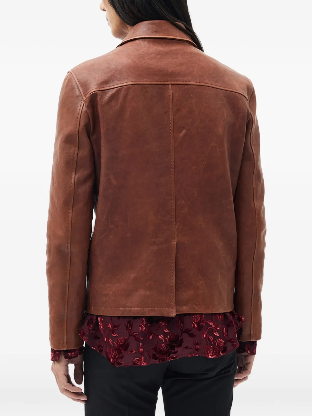 Ann Demeulemeester Pareli leren jack Bruin